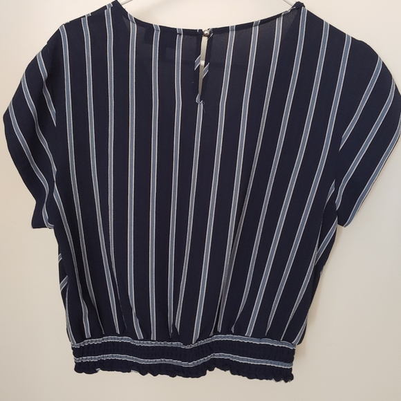Blue Striped Wrap Top - Picture 5 of 6